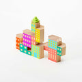 Areaware Blockitecture Deco : composition architecturale en bois sur fond clair.