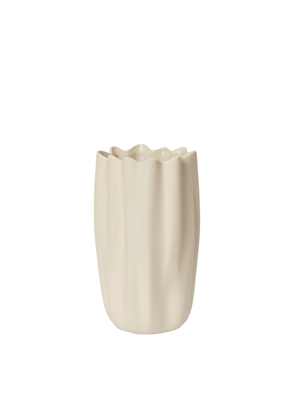 Vase Nium blanc cassé de face sur fond blanc
