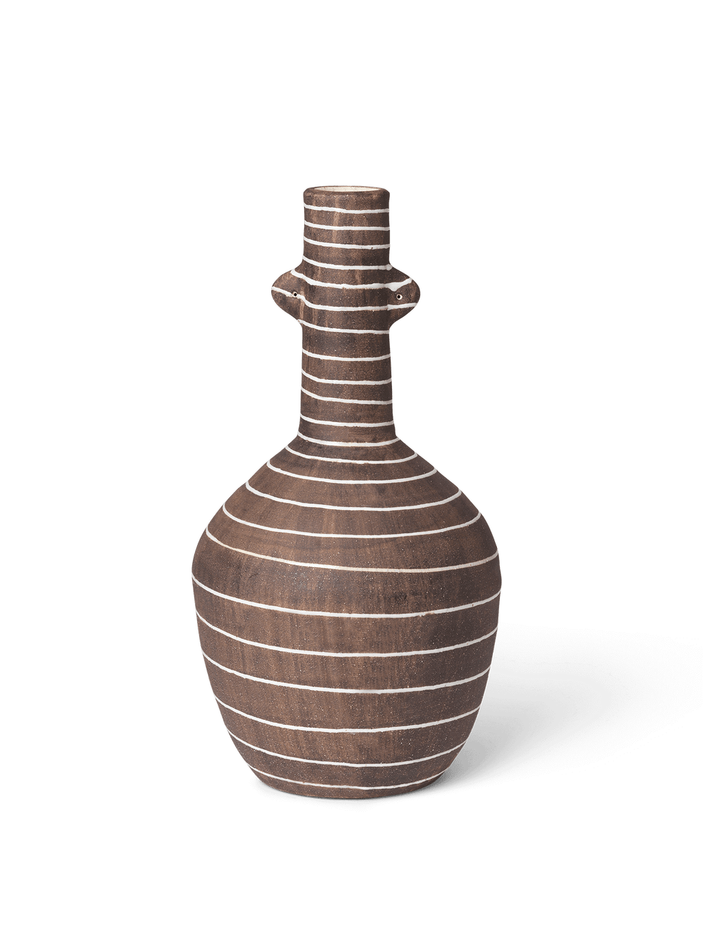 Vase Brura café à rayures blanches sur fond blanc