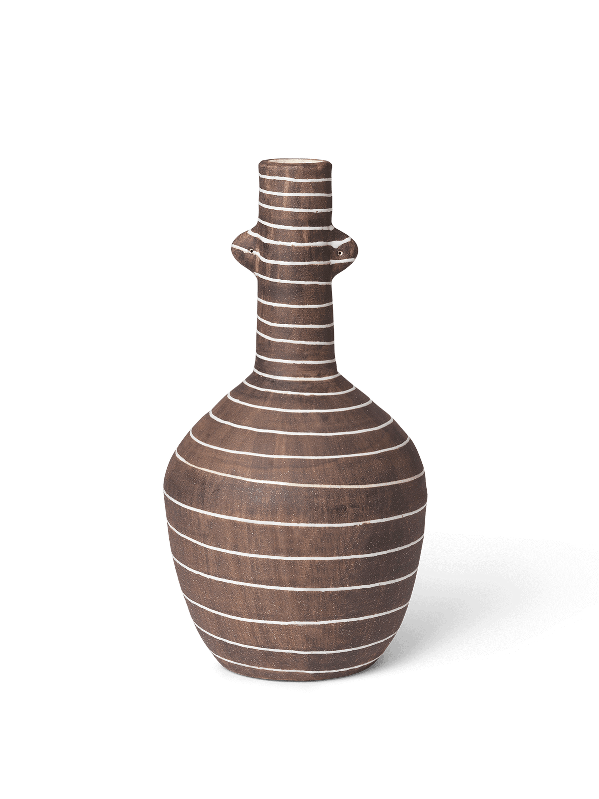 Vase Brura café à rayures blanches sur fond blanc